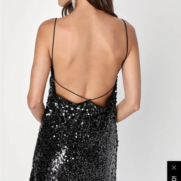 Lulus Force of Fashion Black Backless Sequin Mini Dress Size XS - Picture 5 of 5